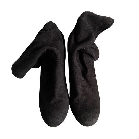 TOMMY HILFIGER Black Faux Suede Pull On Ankle Boots Heel  10 - Picture 8 of 12